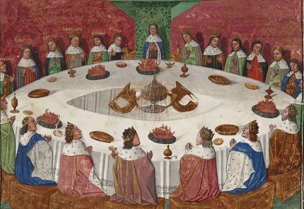 King Arthur's knights gathered at the Round Table to celebrate Pentecost. King Arthur's knights gathered at the Round Table to celebrate Pentecost.